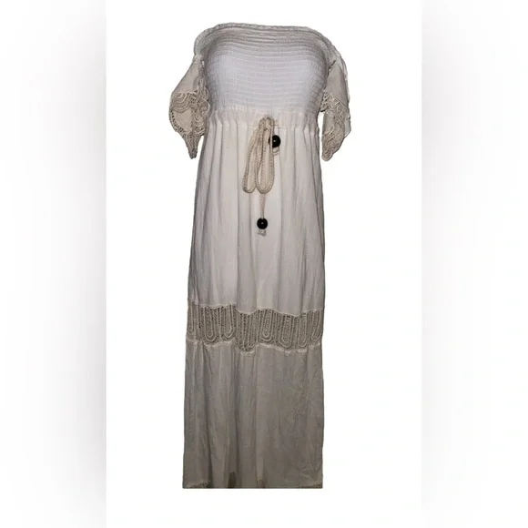 Vanja couture boutique brand SIZE M Maldivian goddess long maxi beige NWT - Picture 3 of 6